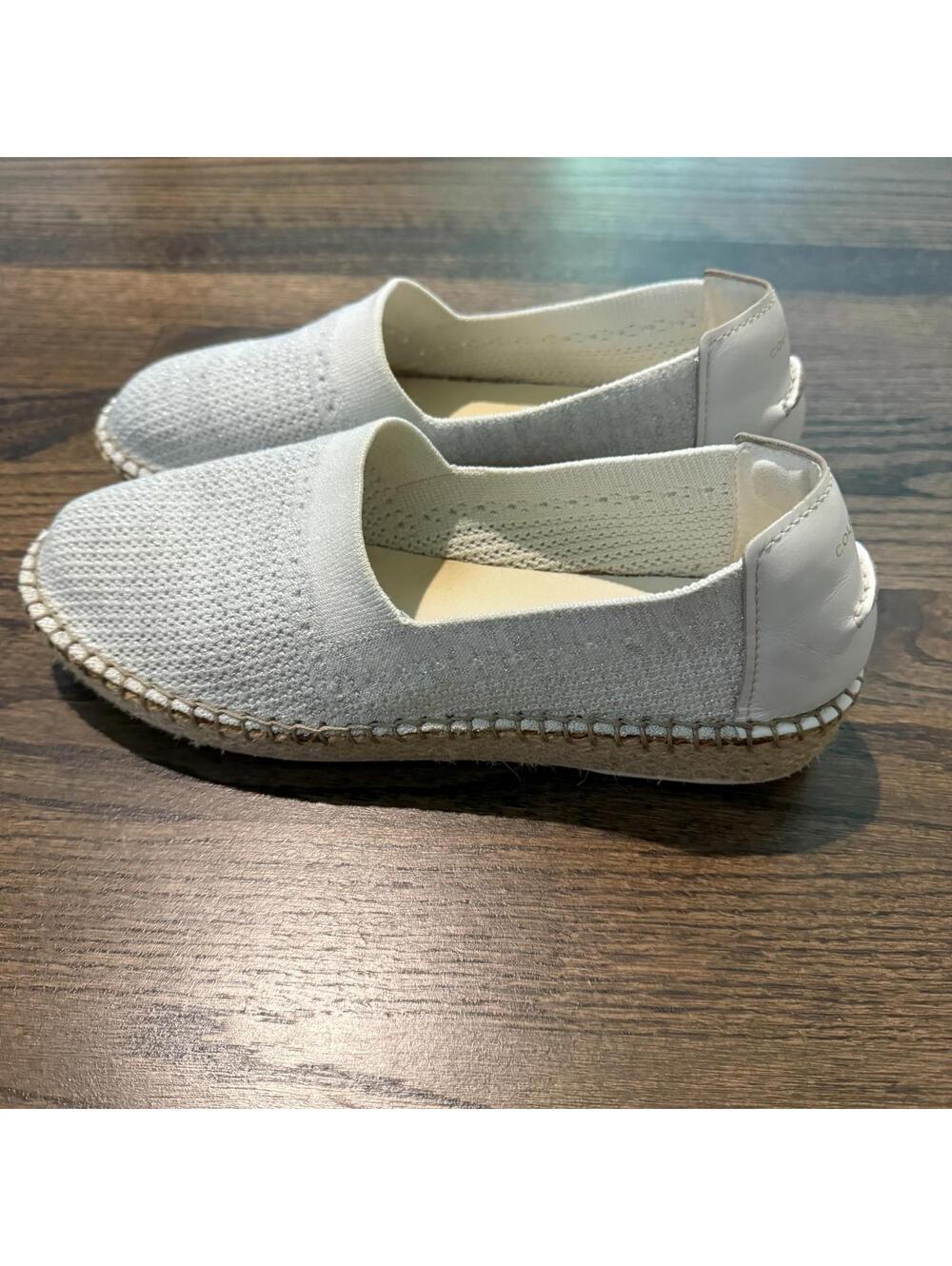 Women's Cole Haan Cloudfeel Knit Beige Gold Jute Metallic Espadrilles Shoes 9.5